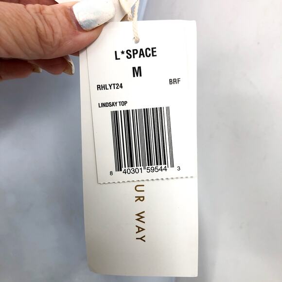 L SPACE Lindsay Bikini Top Medium Pink Bright Fuchsia Ribbed Triangle NWT - Picture 12 of 13